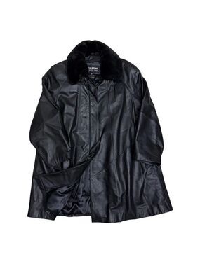 WILSONS LEATHER Coat Faux Fur Genuine Leather Winter Parka Trench Womens 2XL